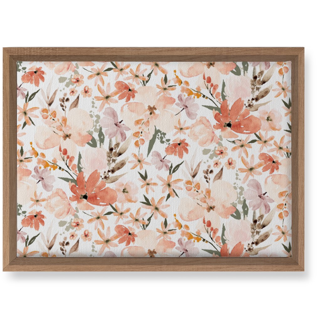 Earth Tone Floral Summer in Peach & Apricot Wall Art, Natural, Single piece, Canvas, 10x14, Pink