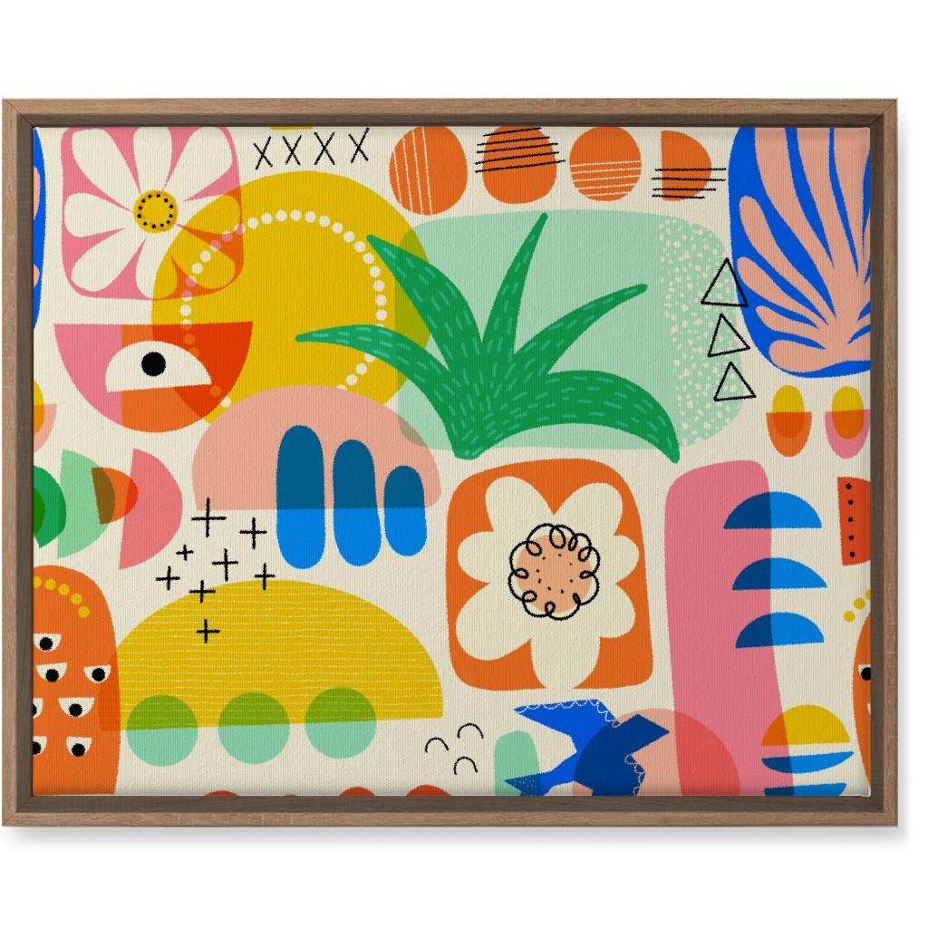 Abstract Shapes Collage - Multi Wall Art, Natural, Single piece, Canvas, 16x20, Multicolor