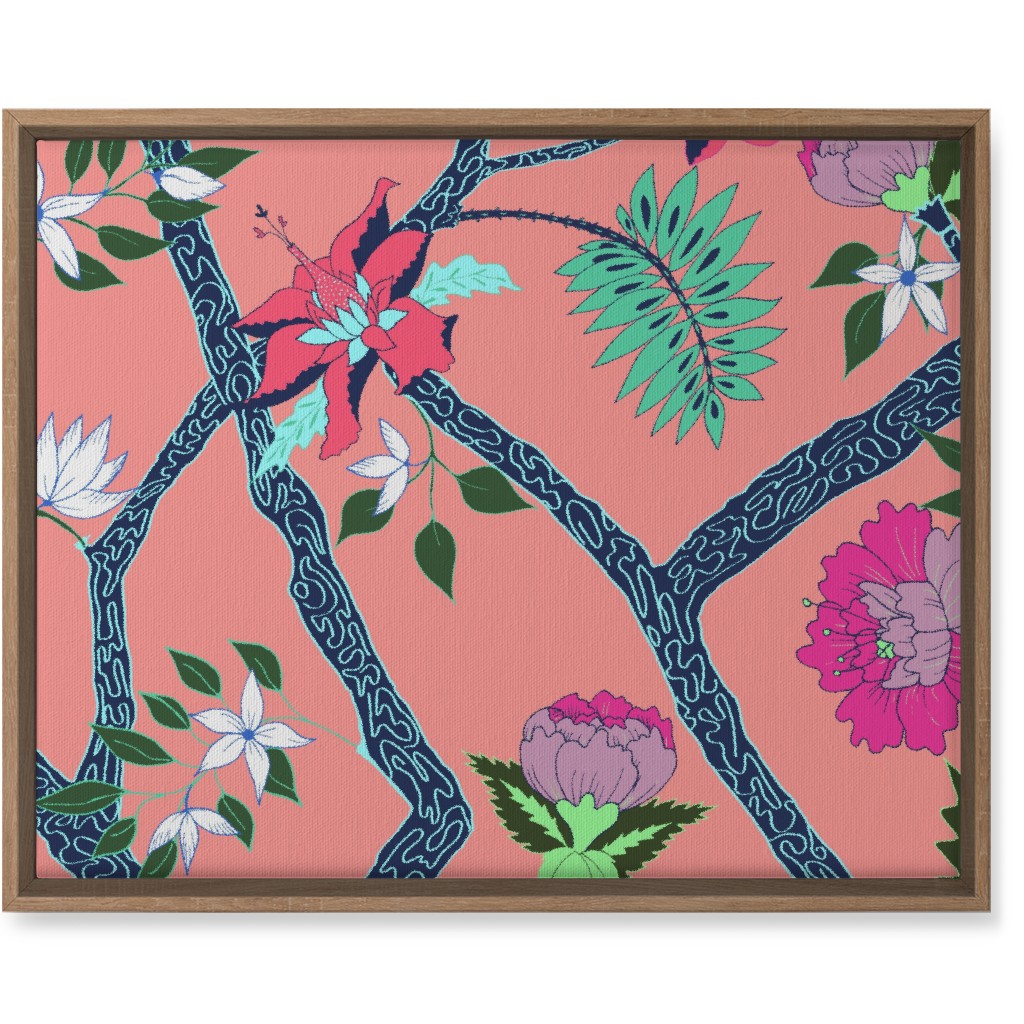 Peony Branches - Coral Wall Art, Natural, Single piece, Canvas, 16x20, Multicolor