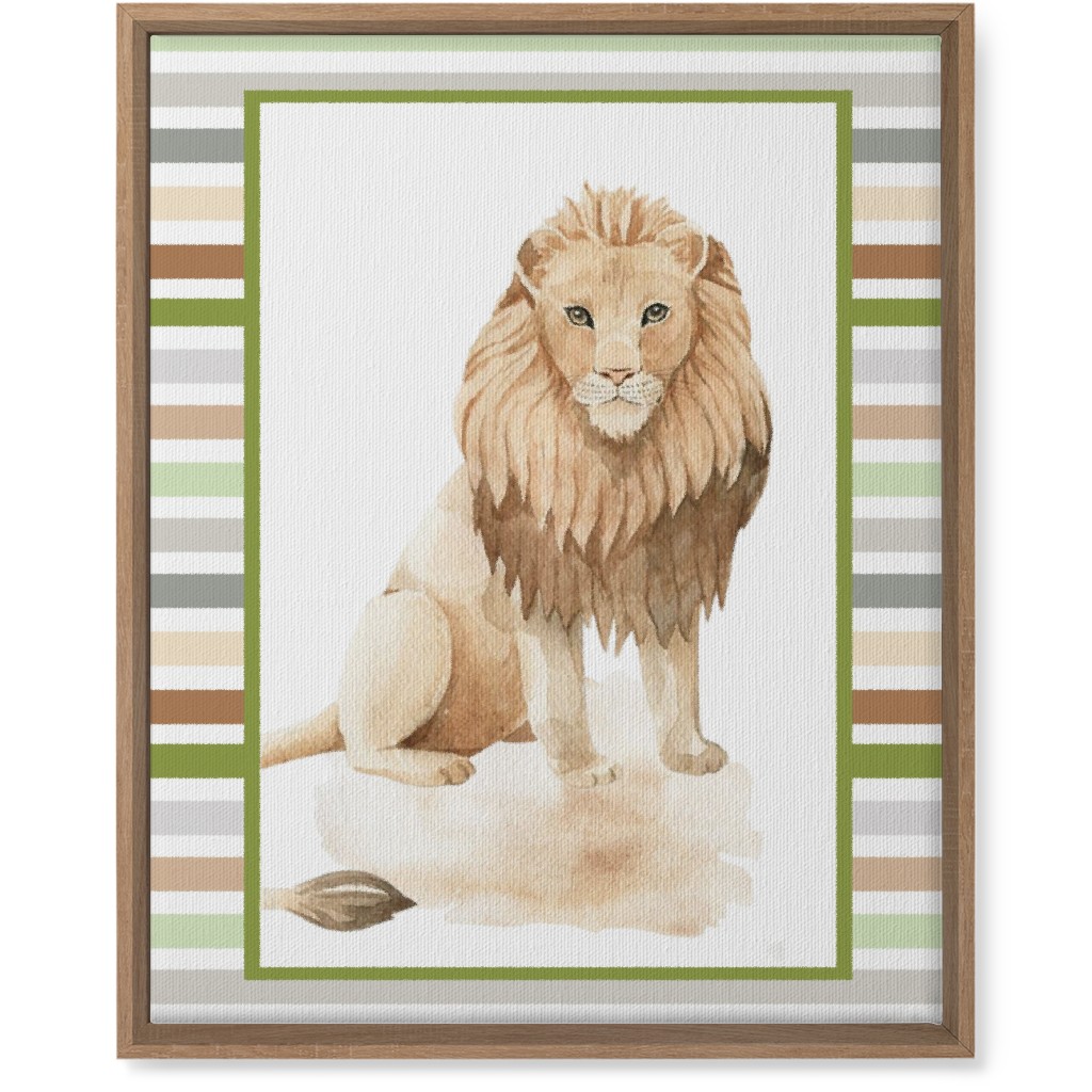 Jungle Safari Animals and Stripes - Lion Wall Art, Natural, Single piece, Canvas, 16x20, Multicolor