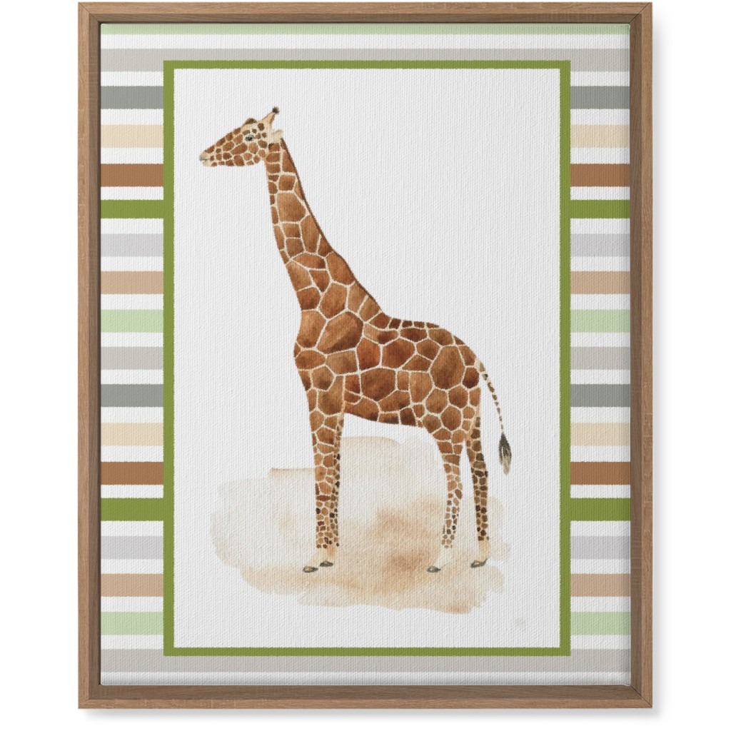 Jungle Safari Animals and Stripes Giraffe Wall Art, Natural, Single piece, Canvas, 16x20, Multicolor
