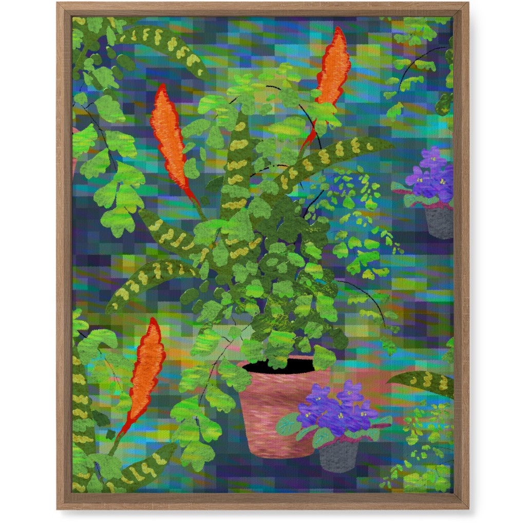 Impressionist Houseplants - Green Wall Art, Natural, Single piece, Canvas, 16x20, Green