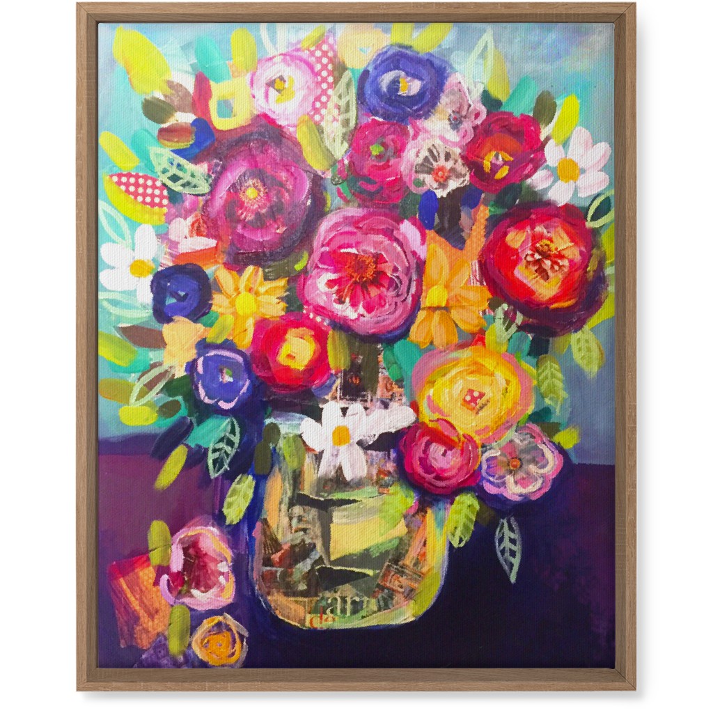 Acrylic Summer Floral Bouquet - Vibrant Wall Art, Natural, Single piece, Canvas, 16x20, Multicolor