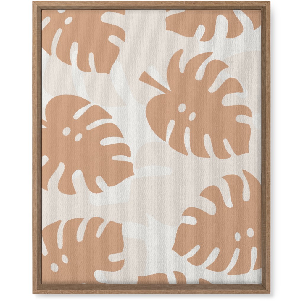 Monstera Leaves in Earth Tones Wall Art, Natural, Single piece, Canvas, 16x20, Orange, Tan