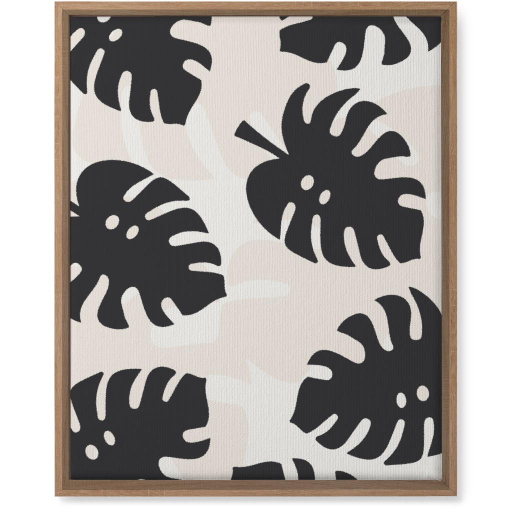 Monstera Leaves in Earth Tones Wall Art, Natural, Single piece, Canvas, 16x20, Black