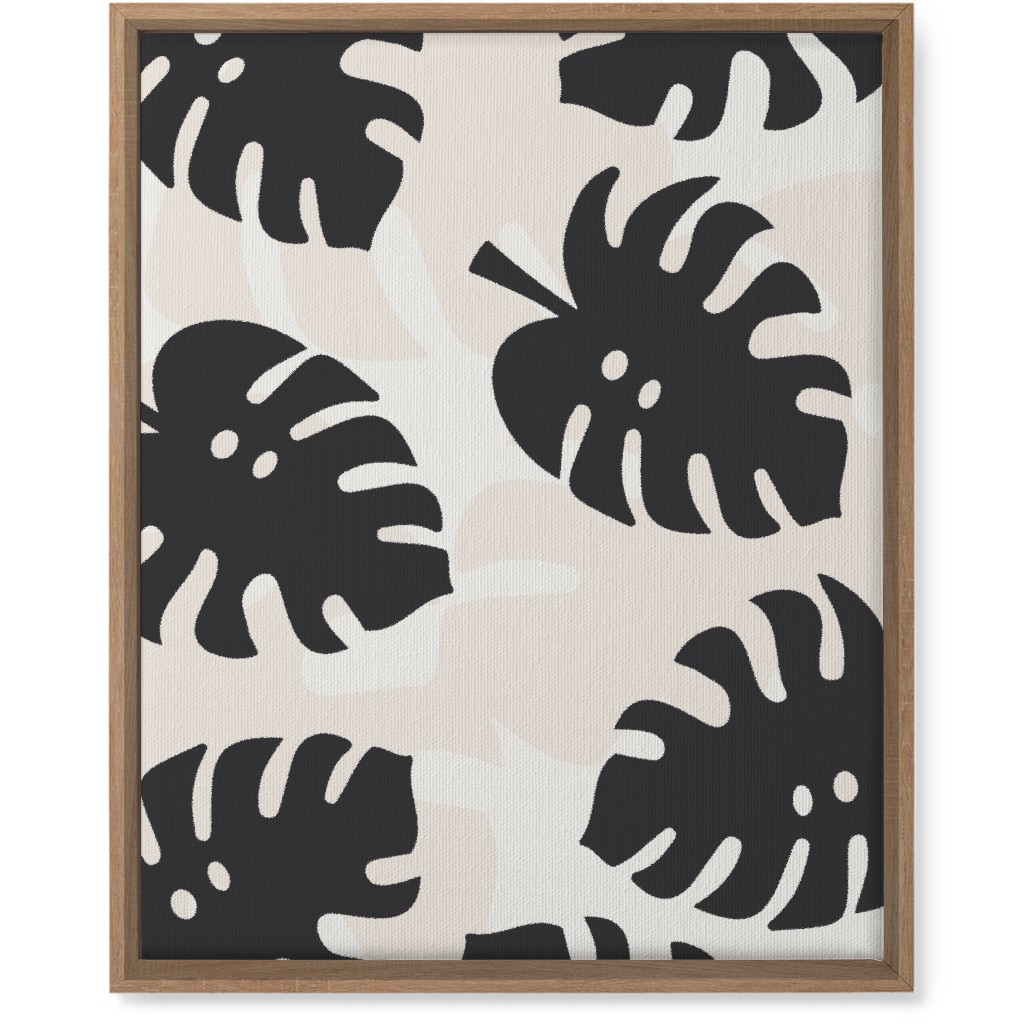 Monstera Leaves in Earth Tones Wall Art, Natural, Single piece, Canvas, 16x20, Black, Charcoal