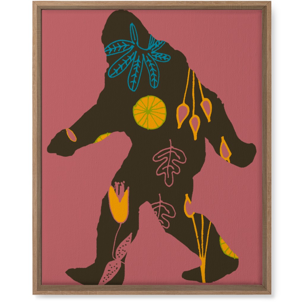 Bigfoot - Multi on Pink Wall Art, Natural, Single piece, Canvas, 16x20, Pink