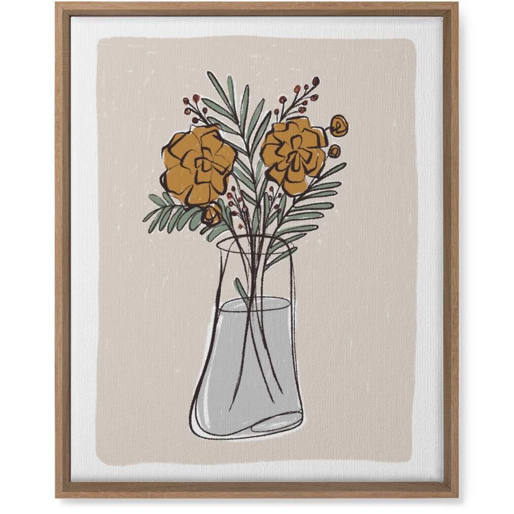 Bouquet Study - Yellow on Beige Wall Art, Natural, Single piece, Canvas, 16x20, Beige