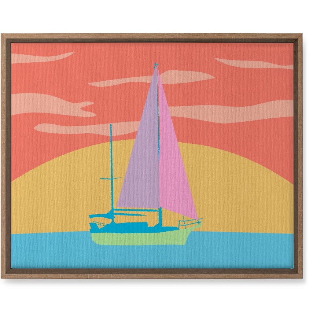 Minimalist Sunset Sail - Bold Wall Art, Natural, Single piece, Canvas, 16x20, Multicolor