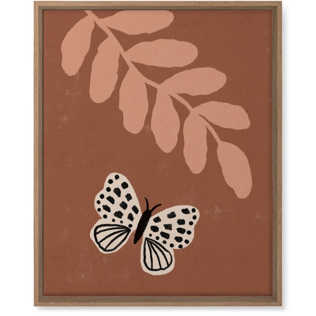 Butterfly and Leaves - Warm Wall Art, Natural, Single piece, Canvas, 16x20, Brown