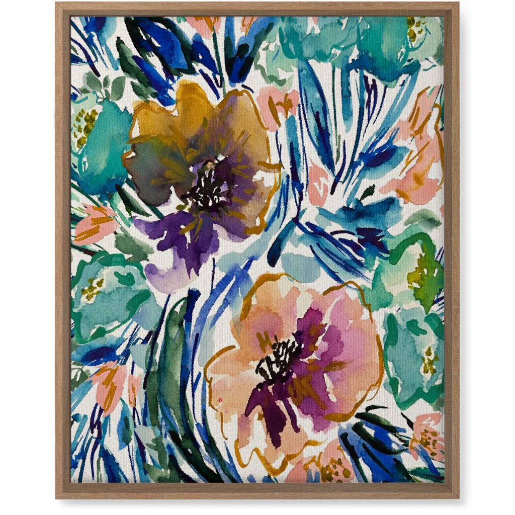 Purple and Blue Florals - Multi Wall Art, Natural, Single piece, Canvas, 16x20, Multicolor