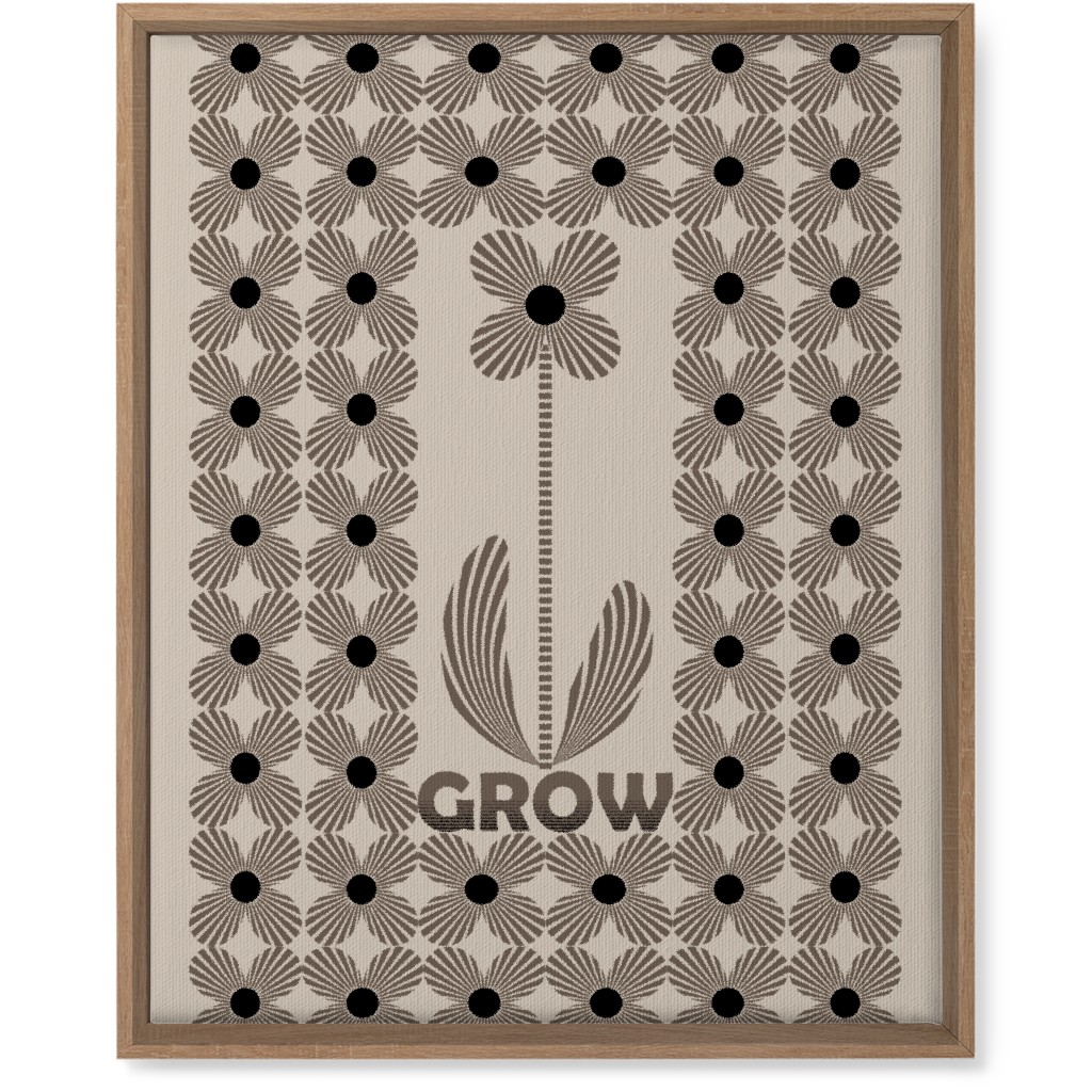 Grow Modern Flower - Beige and Black Wall Art, Natural, Single piece, Canvas, 16x20, Beige