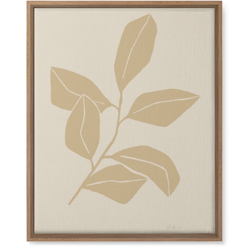 Botanical Ficus Branch With Leaves - Neutral Wall Art, Natural, Single piece, Canvas, 16x20, Beige, Pearl
