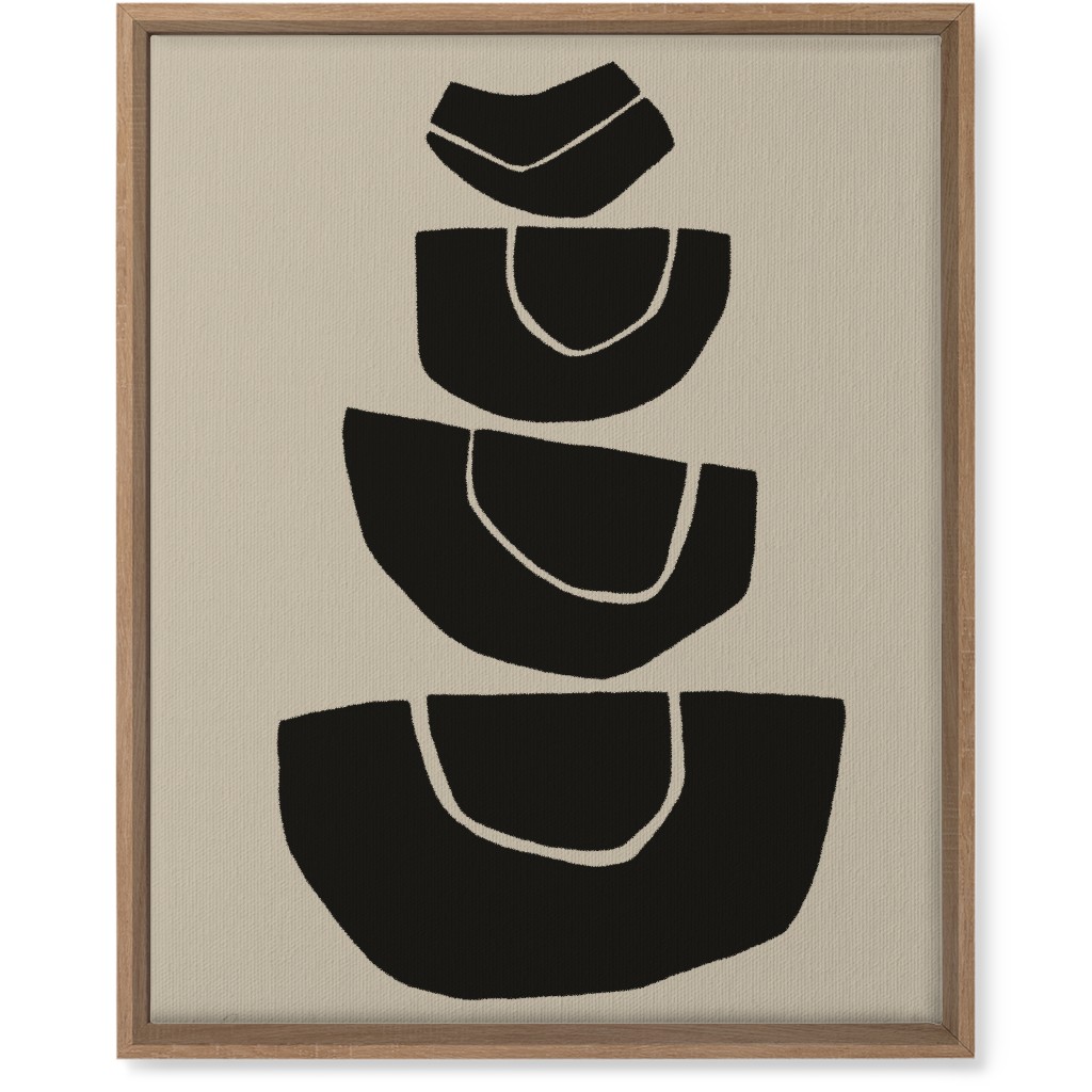 Geometric Stack Abstract Wall Art, Natural, Single piece, Canvas, 16x20, Black