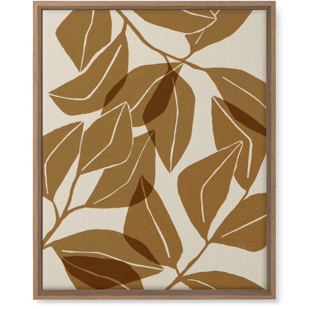Botanical Ficus Leaves Wall Art, Natural, Single piece, Canvas, 16x20, Brown