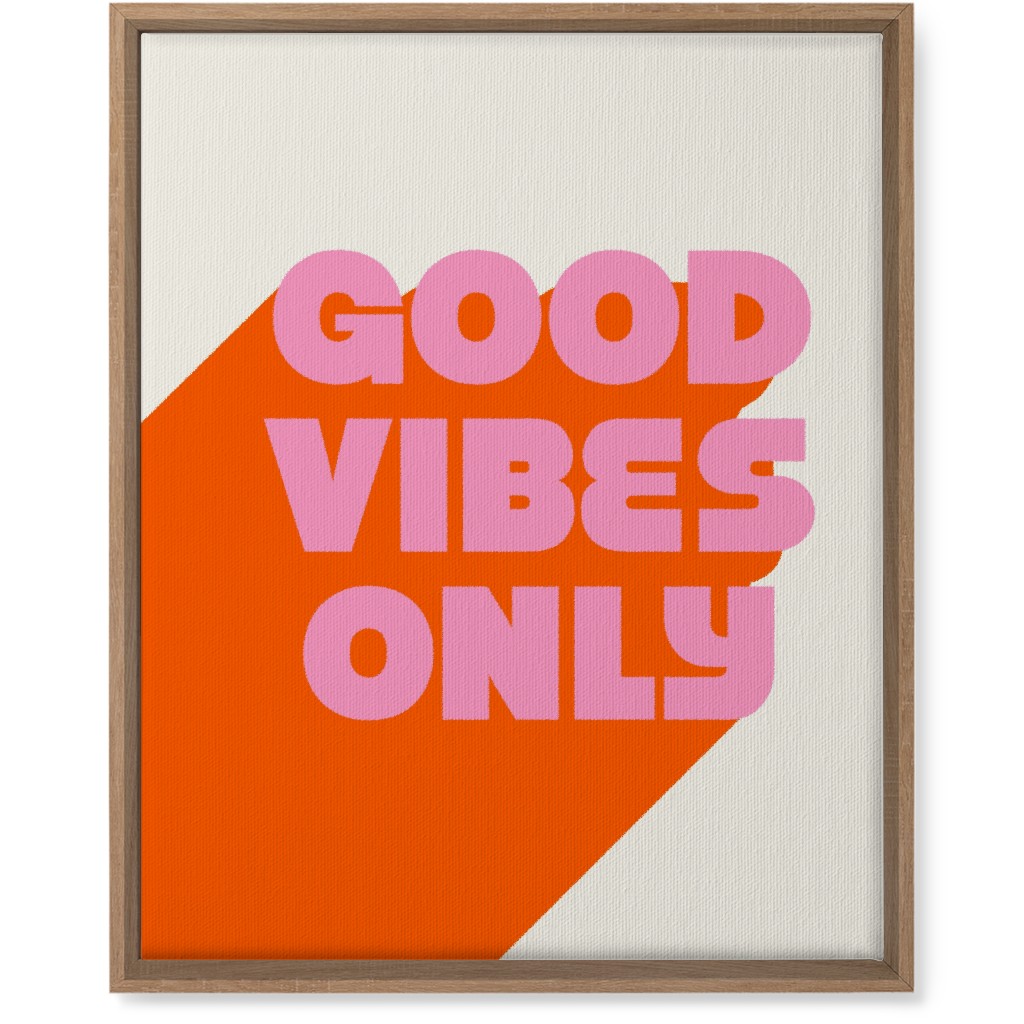 Good Vibes Only - Orange and Pink Wall Art, Natural, Single piece, Canvas, 16x20, Red
