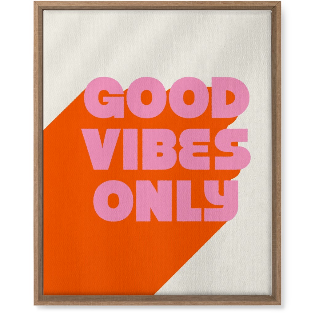 Good Vibes Only - Orange and Pink Wall Art, Natural, Single piece, Canvas, 16x20, Red, Red