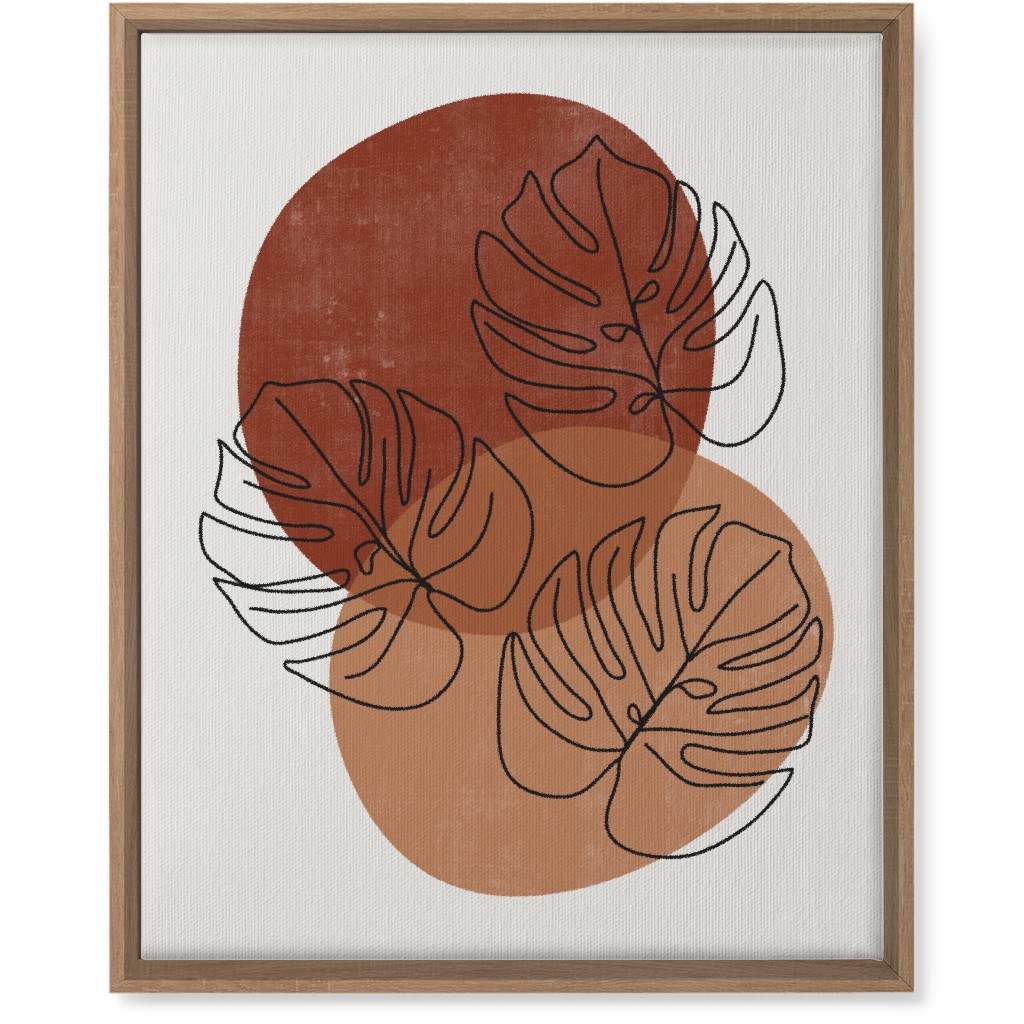 Abstract Monstera Leaves - Terracotta and Ivory Wall Art, Natural, Single piece, Canvas, 16x20, Brown, Brown