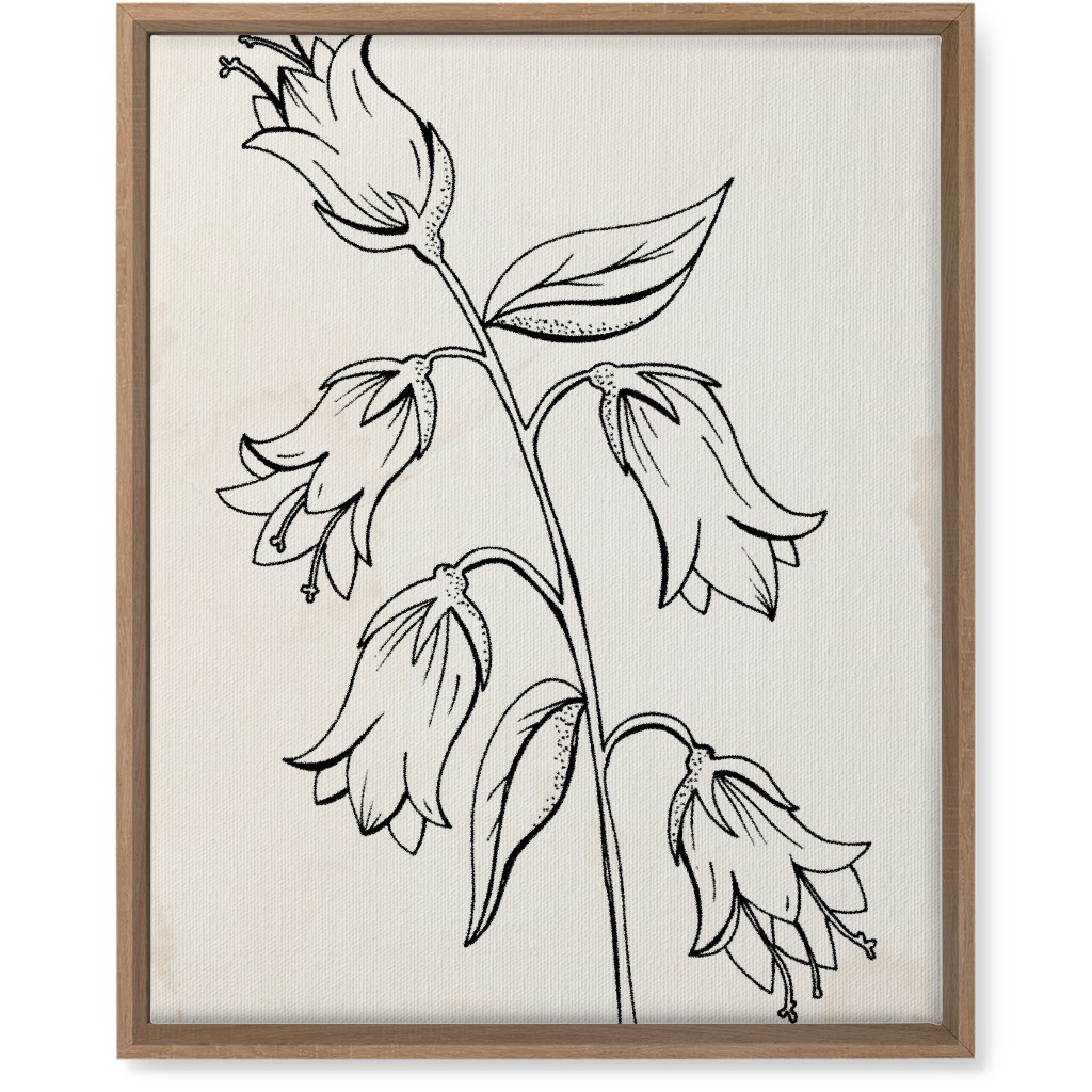 Vintage Bell Flower Sketch - Beige and Black Wall Art, Natural, Single piece, Canvas, 16x20, Beige