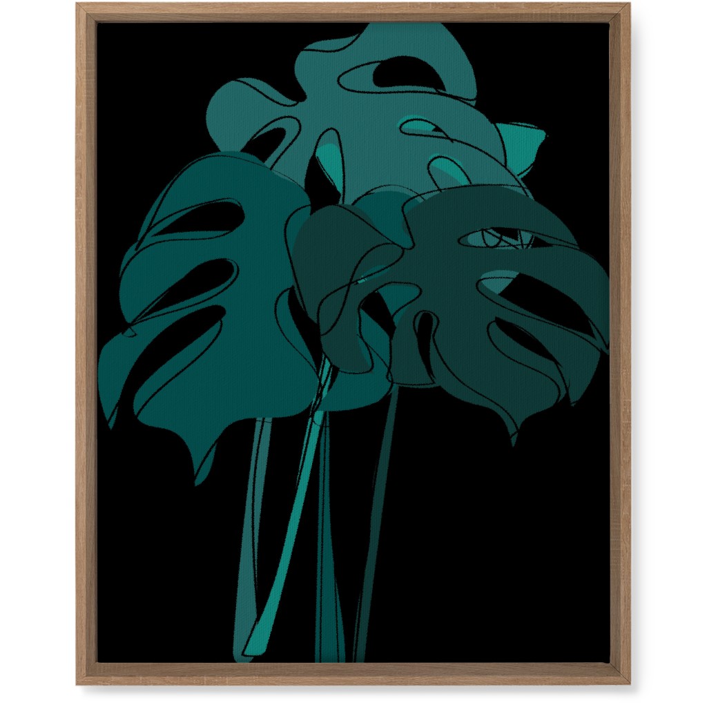 Modern Minimalist Monstera Bouquet - Green and Black Wall Art, Natural, Single piece, Canvas, 16x20, Green