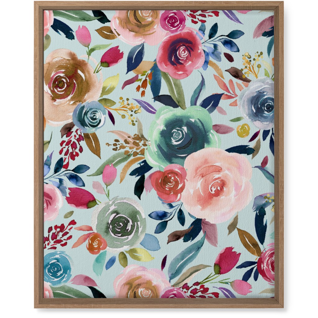 Sweet Watercolor Romance - Turquoise Wall Art, Natural, Single piece, Canvas, 16x20, Blue, True Blue