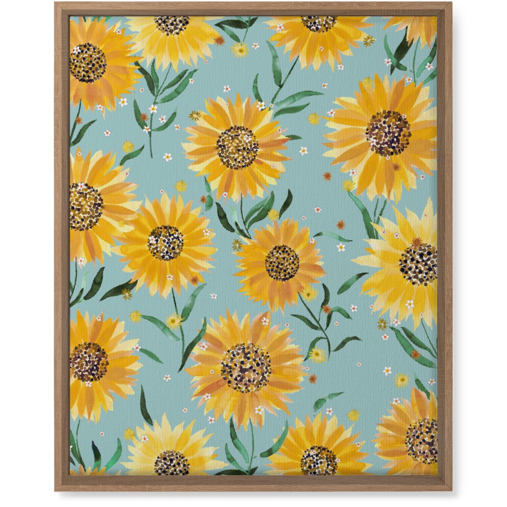 Happy Sunflowers - Yellow on Green Wall Art, Natural, Single piece, Canvas, 16x20, Yellow, Classic Yellow
