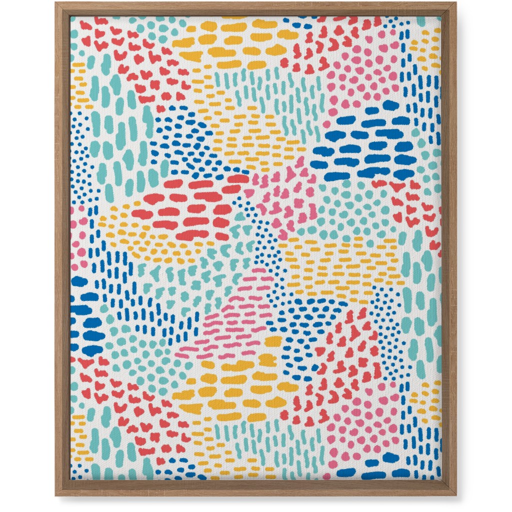 Abstract Colorful Dots and Dashes - Multi Wall Art, Natural, Single piece, Canvas, 16x20, Multicolor