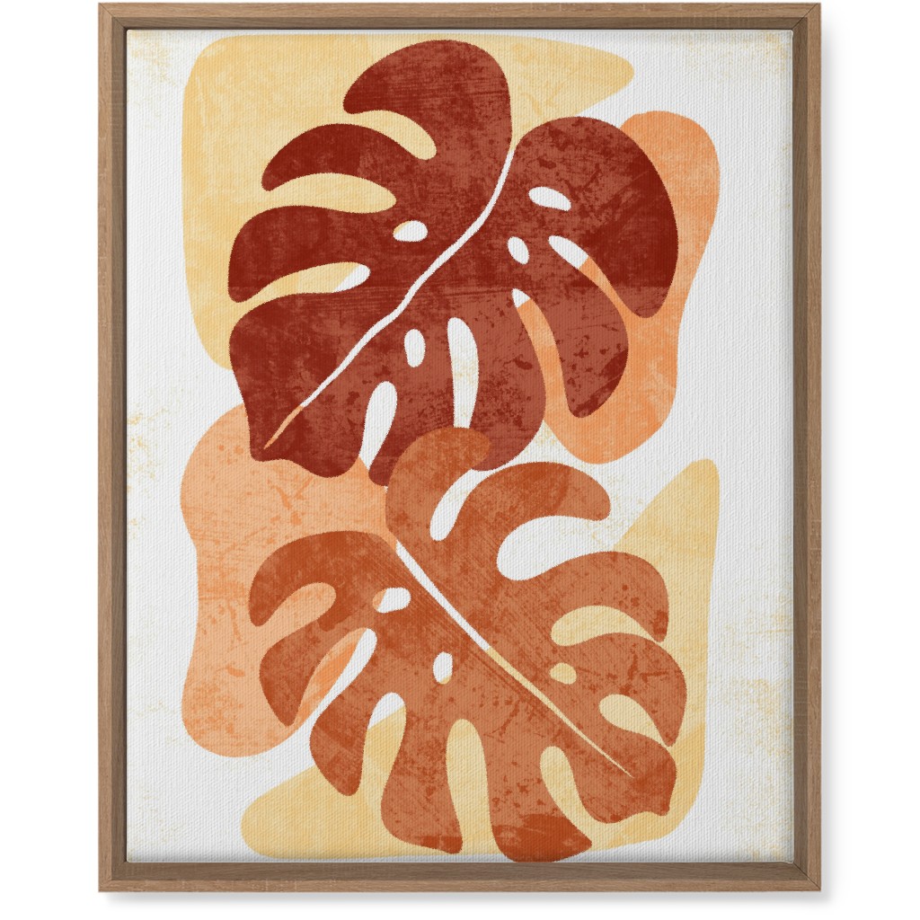 Botanical Monstera Leaves - Earthy Warm Tones Wall Art, Natural, Single piece, Canvas, 16x20, Orange