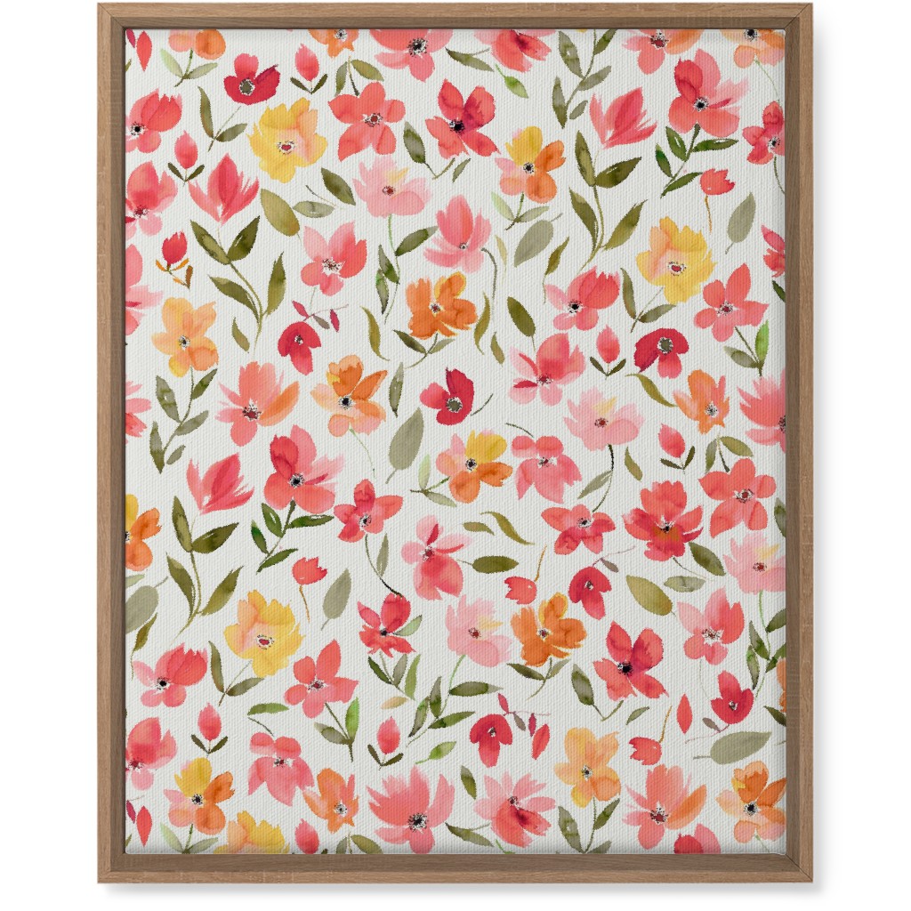Fresh Flowers Watercolor - Pink and Yellow Wall Art, Natural, Single piece, Canvas, 16x20, Pink