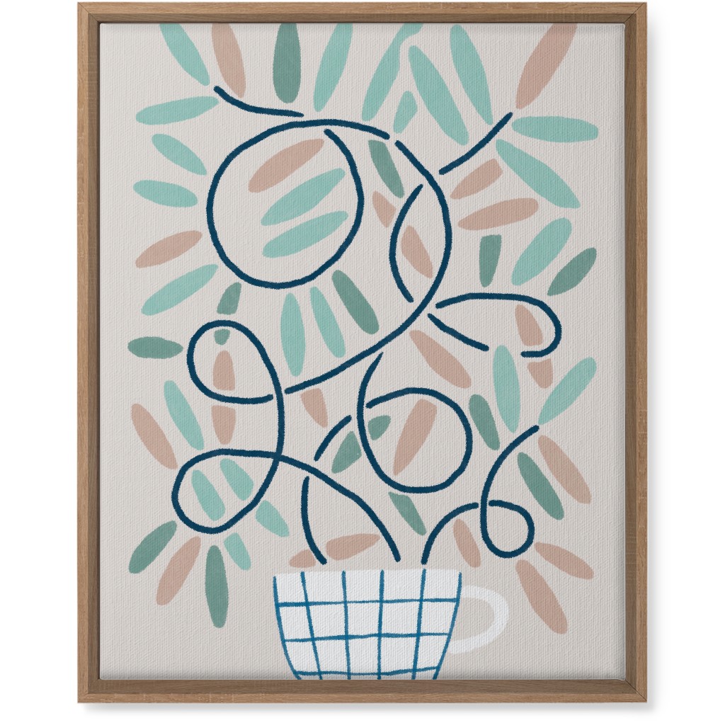 Cup and Plants Wall Art, Natural, Single piece, Canvas, 16x20, Beige