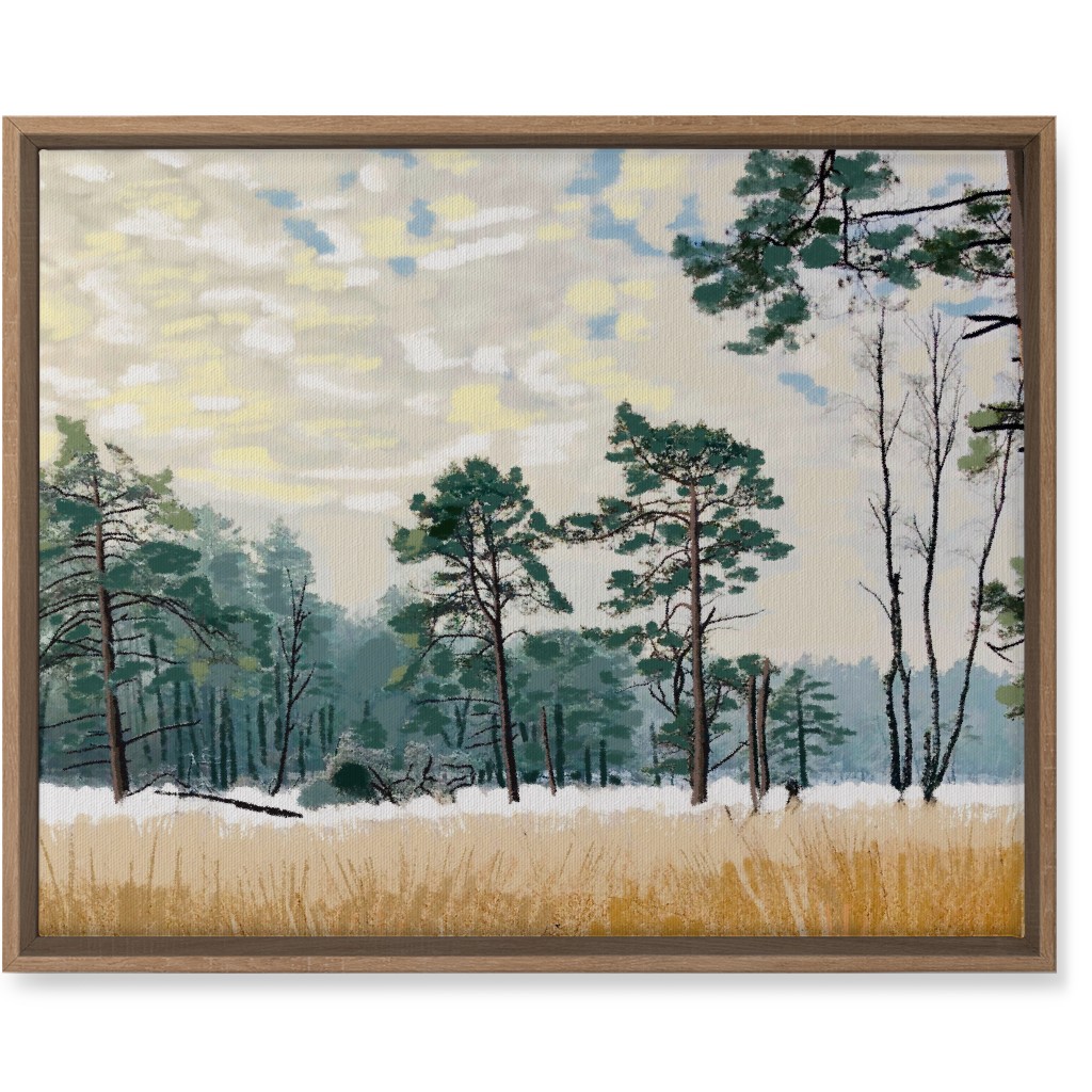 Winter Meadow With Trees Wall Art, Natural, Single piece, Canvas, 16x20, Multicolor