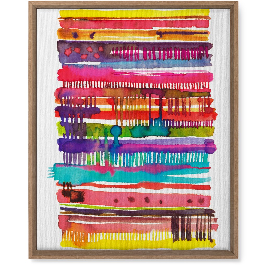 Watercolor Irregular Vainica Stripes - Multi Wall Art, Natural, Single piece, Canvas, 16x20, Multicolor