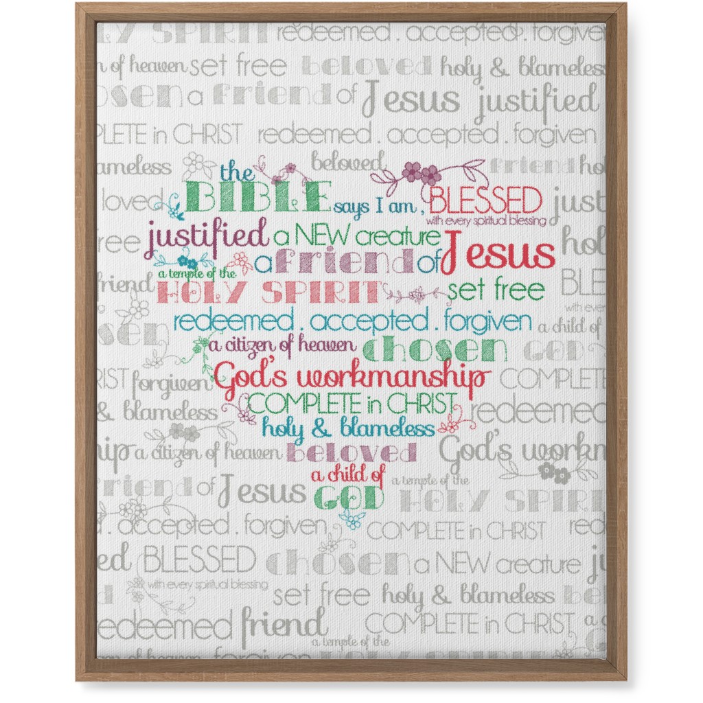 the Bible Says I Am - Multi on Neutral Wall Art, Natural, Single piece, Canvas, 16x20, Gray