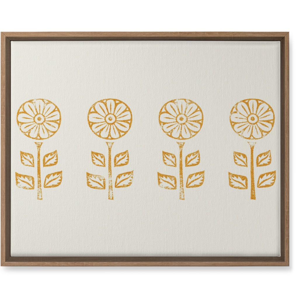 Floral Block Print Ii Wall Art, Natural, Single piece, Canvas, 16x20, Yellow