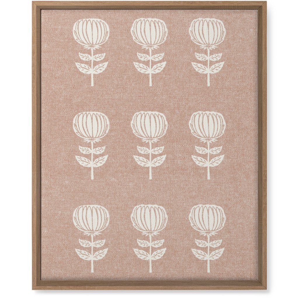 Block Print Floral Wall Art, Natural, Single piece, Canvas, 16x20, Pink