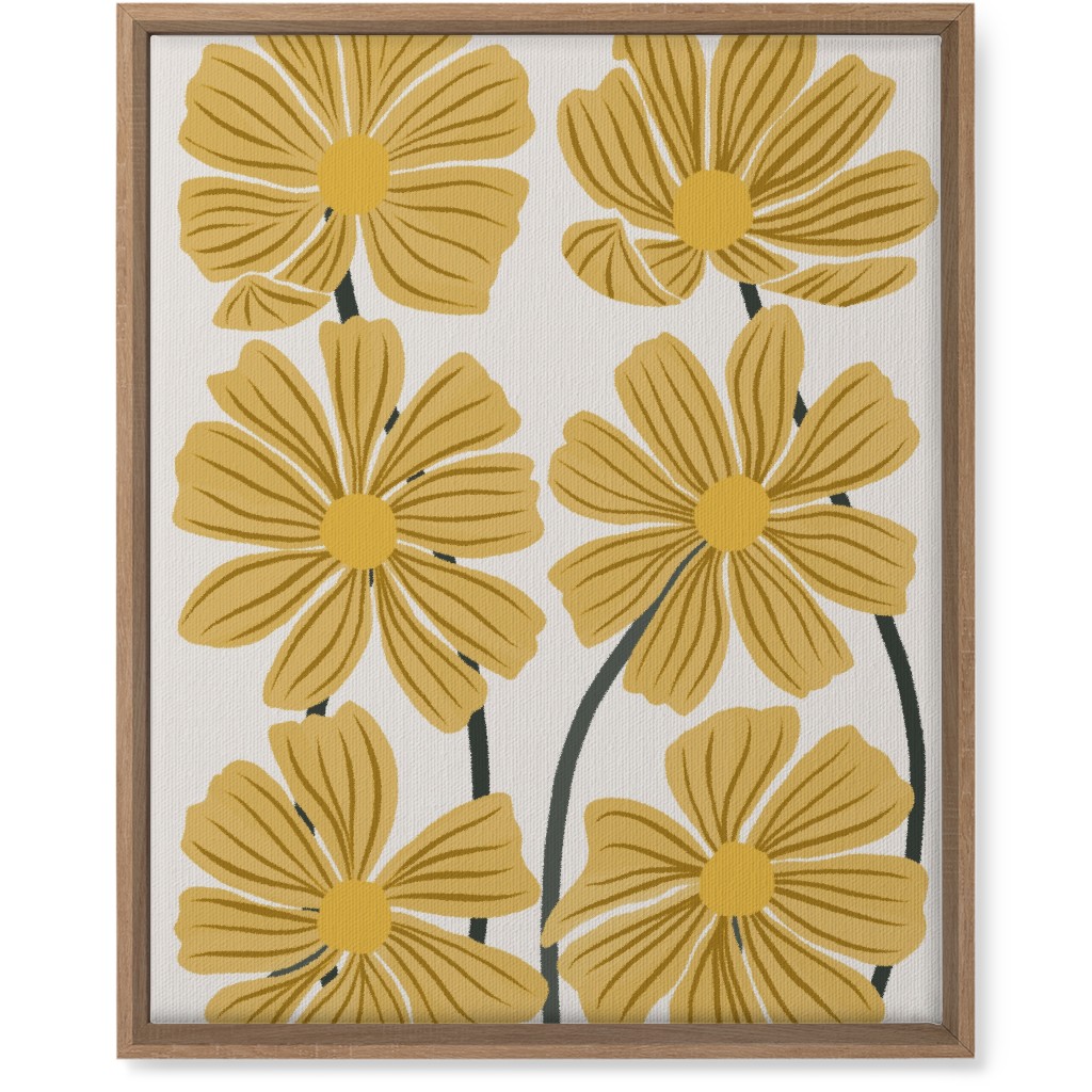 Botanical Cosmos Flowers Wall Art, Natural, Single piece, Canvas, 16x20, Yellow, Golden