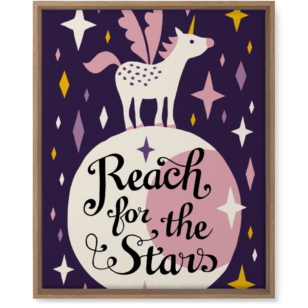 Unicorn Reach for the Stars - Pink & Purple Wall Art, Natural, Single piece, Canvas, 16x20, Pink