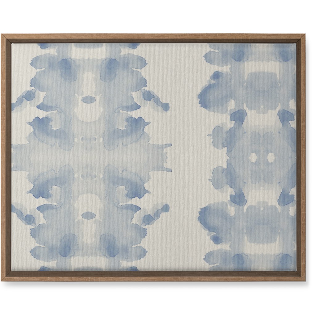 Double Inkblot - Light Blue and Cream Wall Art, Natural, Single piece, Canvas, 16x20, Blue