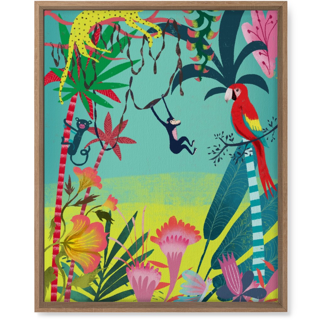 Jungle Animals & Botanical - Multi Wall Art, Natural, Single piece, Canvas, 16x20, Multicolor