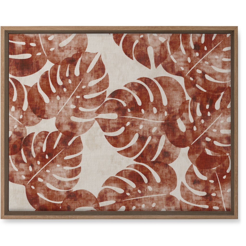 Monstera Leaves - Rust Wall Art, Natural, Single piece, Canvas, 16x20, Brown