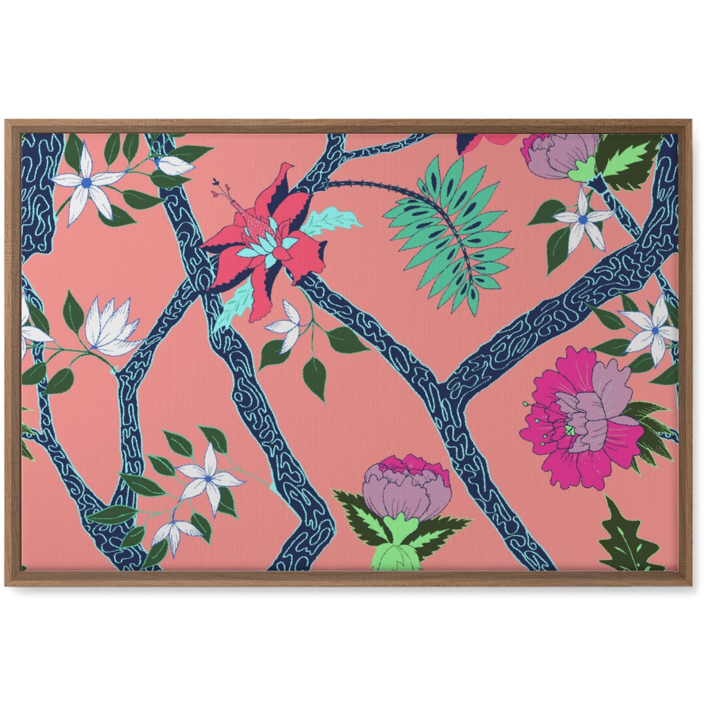 Peony Branches - Coral Wall Art, Natural, Single piece, Canvas, 20x30, Multicolor