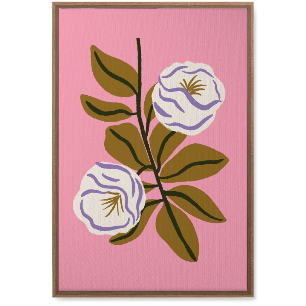 White Bulb Flower - Multi on Pink Wall Art, Natural, Single piece, Canvas, 20x30, Pink, Bright Pink