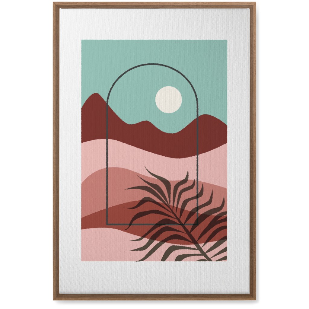 Floating Frame Abstract Mountain Landscape Wall Art, Natural, Single piece, Canvas, 20x30, Multicolor, Cinnamon
