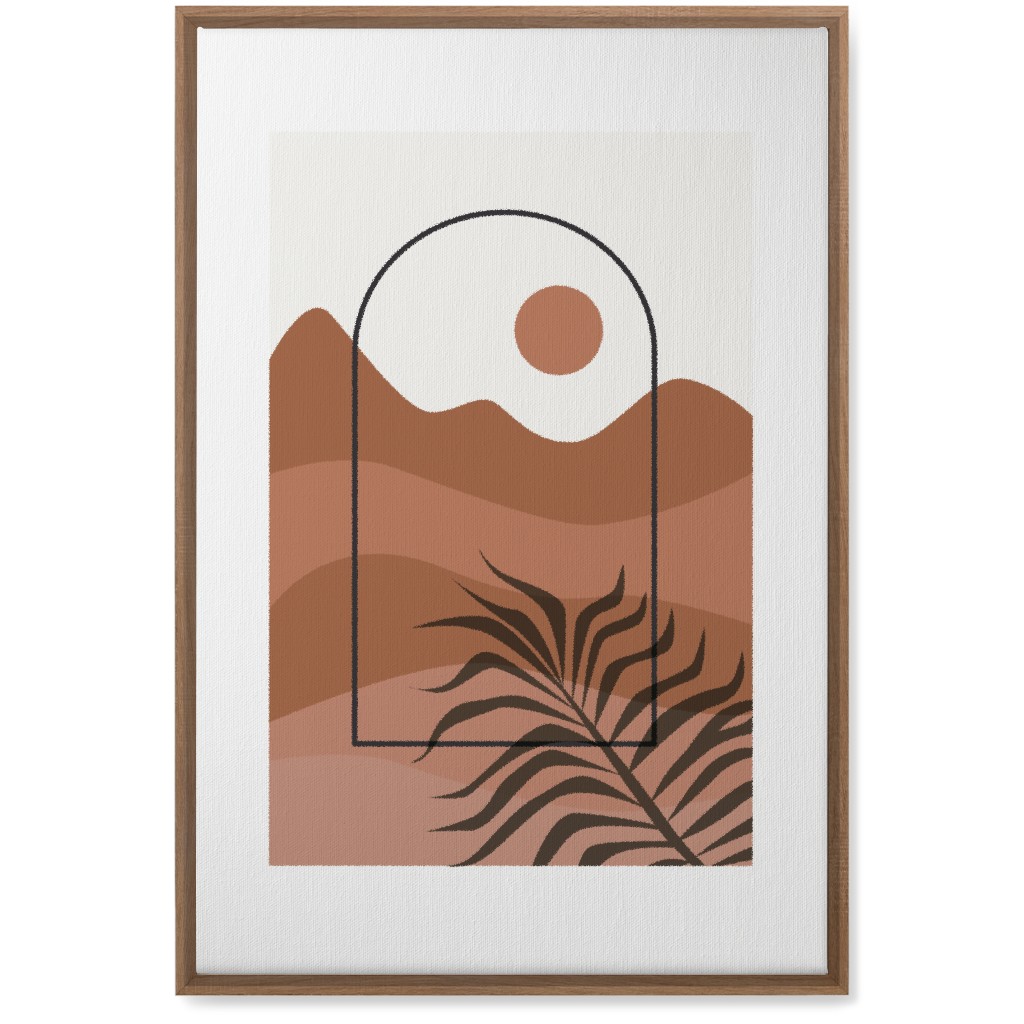Floating Frame Abstract Mountain Landscape Wall Art, Natural, Single piece, Canvas, 20x30, Red