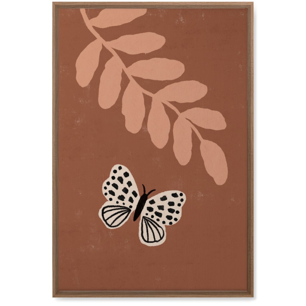 Butterfly and Leaves - Warm Wall Art, Natural, Single piece, Canvas, 20x30, Brown, Brown