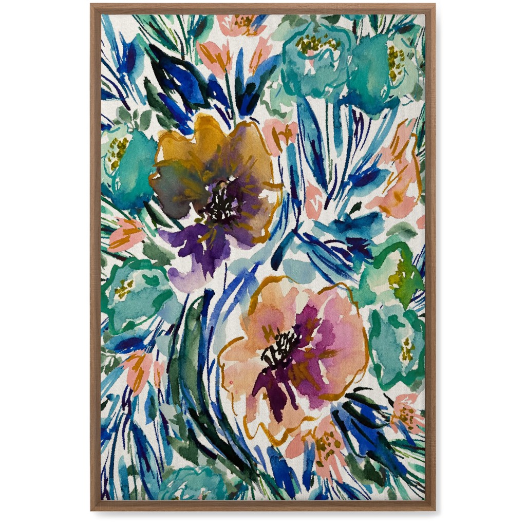 Purple and Blue Florals - Multi Wall Art, Natural, Single piece, Canvas, 20x30, Multicolor