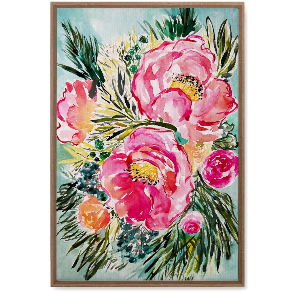 Aria Floral - Pink Wall Art, Natural, Single piece, Canvas, 20x30, Pink