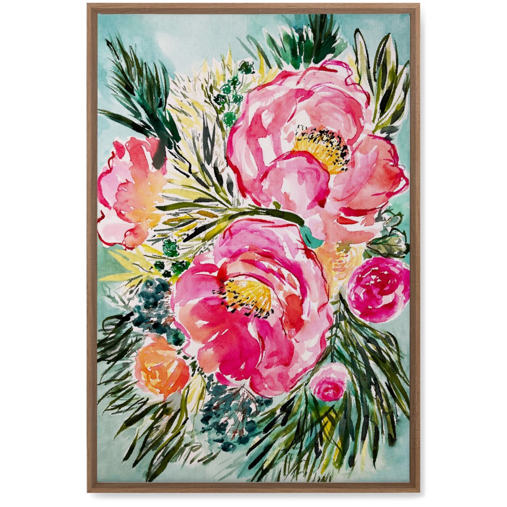 Aria Floral - Pink Wall Art, Natural, Single piece, Canvas, 20x30, Pink, Bright Pink