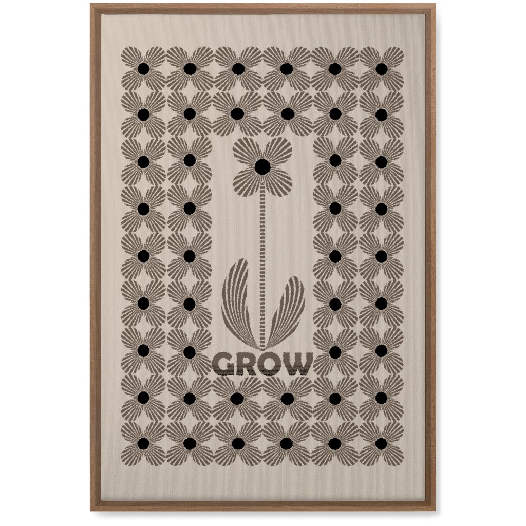 Grow Modern Flower - Beige and Black Wall Art, Natural, Single piece, Canvas, 20x30, Beige, Pearl