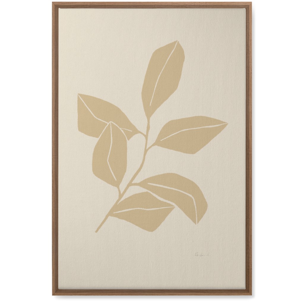 Botanical Ficus Branch With Leaves - Neutral Wall Art, Natural, Single piece, Canvas, 20x30, Beige